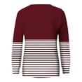 thumbnail image 5 of Cmfcve Sweatshirt for Women Striped Contrast Casual Tunic Tops Crew Neck Long Sleeve Pocket Loose Pullover, 5 of 6