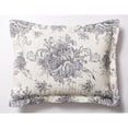 thumbnail image 3 of Melange Home Toile and Bamboo Stripes Reversible Cotton Quilt Set Grey Full - Queen 3 Piece, 3 of 5