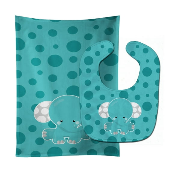 Polkadot Elephant Baby Bib and Burp Cloth