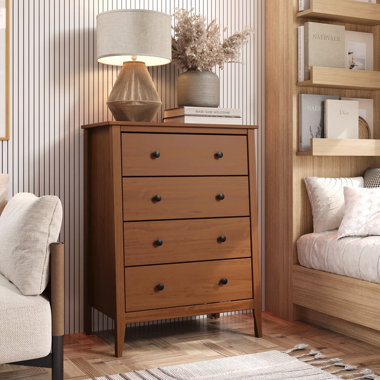 caramel brown dresser Jela Solid Wood 4 Drawer Dresser