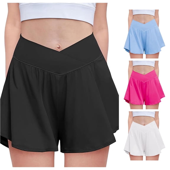 TinyBloomm Girls Flowy Shorts With Spandex Liner 2 In 1 Athletic Running Shorts With Pockets Kids Butterfly Skorts, Size 7-8 Years