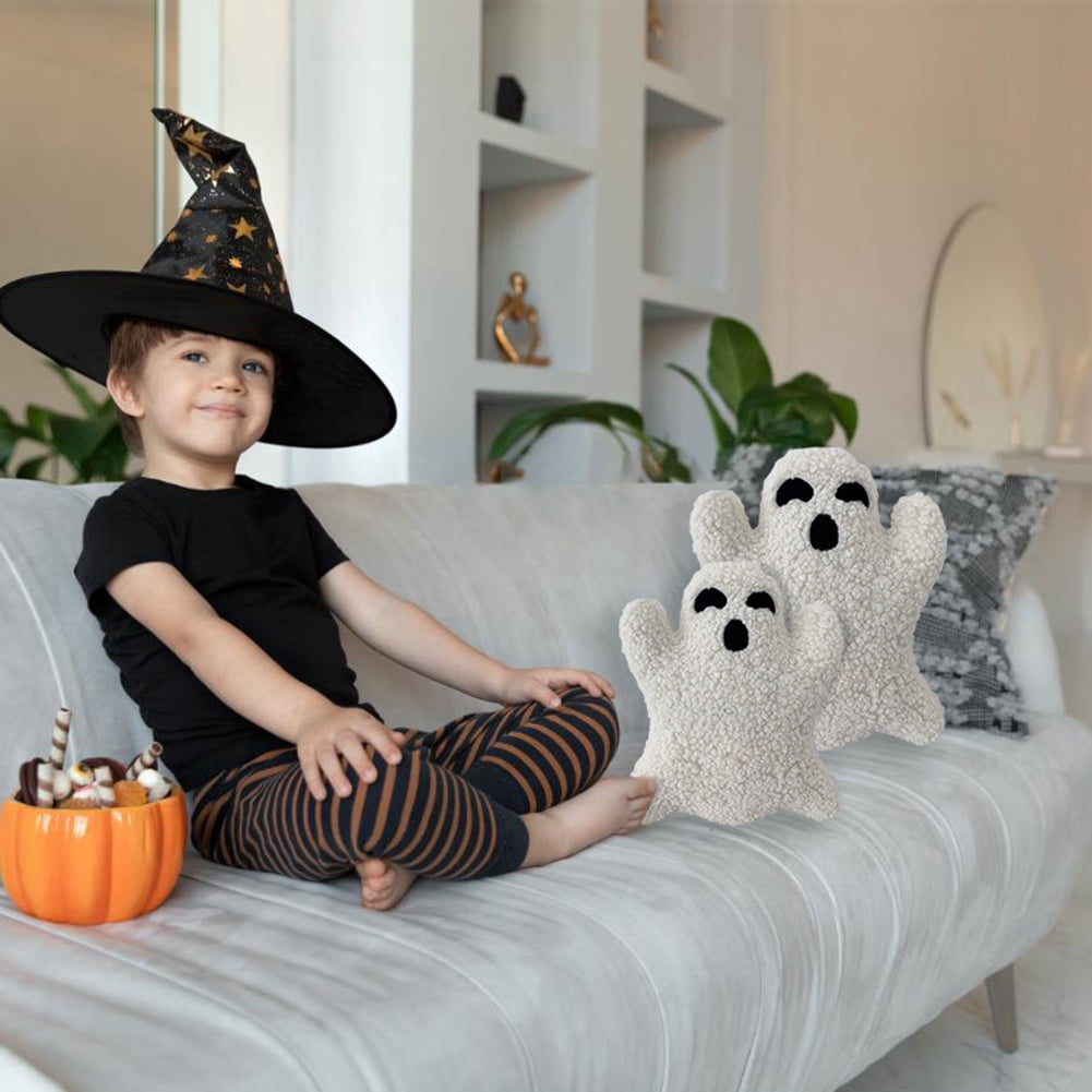 3pcs Ghost Halloween Pillows,Halloween Throw Pillow Stuffed Ghost Shaped Pillow Cute Soft Ghost Throw Pillow for Halloween Party Outdoor Home Decorations(L M S)