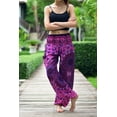 thumbnail image 5 of Bohotusk Purple Ink Splash Print Elasticated Smocked Waist Womens Harem Pants S/M to 4XL, 5 of 6