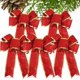 thumbnail image 1 of CHAO Lazo de cinta navideña (rojo), 23cm de tamaño grande, lazos de mariposa, adornos de cinta, decoración navideña para regalo, guirnalda artesanal, 5 uds., 1 of 5