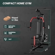 Yeshouse 400 lb Home Gym Machine, Full Body Workout Station with Pulley System, Fits 1 & 2 Plates (Plates Not Included)