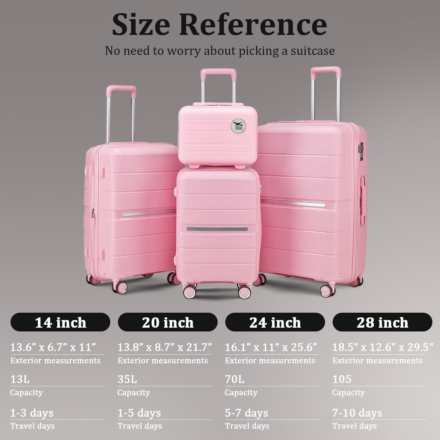PC Hardshell 3-Piece Luggage Set with TSA Lock, 21" Carry-On + 29" Expandable Spinner Suitcase, Lightweight Durable Travel Luggage with 360° Wheels