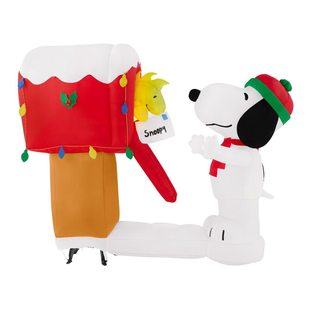 Peanuts 5.5 ft PreLit LED Airblown Snoopy and Woodstock Mailbox
