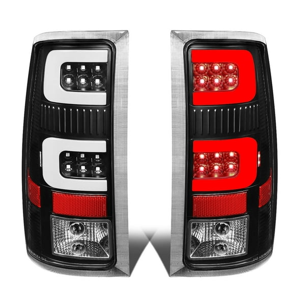 DNA Motoring For 07-14 GMC Sierra 1500 2500HD 3500HD LED C-Tube Tail Light Brake Lamps Pair Black