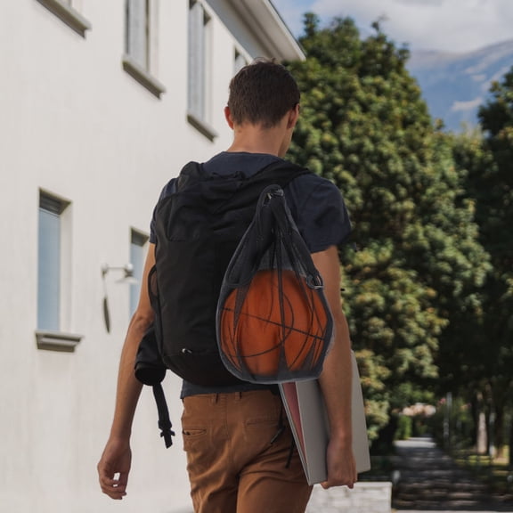 FUTUREORYY Mesh Bag Black for Sports Balls Storage 1Pcs 12X9.6X9.6In