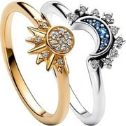 BOSHG Simple stacked sun and moon couple rings