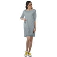thumbnail image 3 of Moomaya Mini Dresses Women Cotton Slub Summer Dresses 3/4 Sleeve Shift Dress, 3 of 6