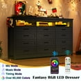 thumbnail image 3 of ANPOO 71" Large Farmhouse 12 Drawers Dresser with LED Lights & Power Outlet, 41" Tall Chest of Drawers with Storage & 60000 Colors Lights, Modern Wood Dresser for Bedroom, Living Room, Hallway, 3 of 8