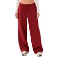 thumbnail image 3 of Women's Sweatpants Winter High Waisted Sweat Pants Drawstring Baggy Jogger Pants for Casual and Sports Activities,Wine,2XL, 3 of 3