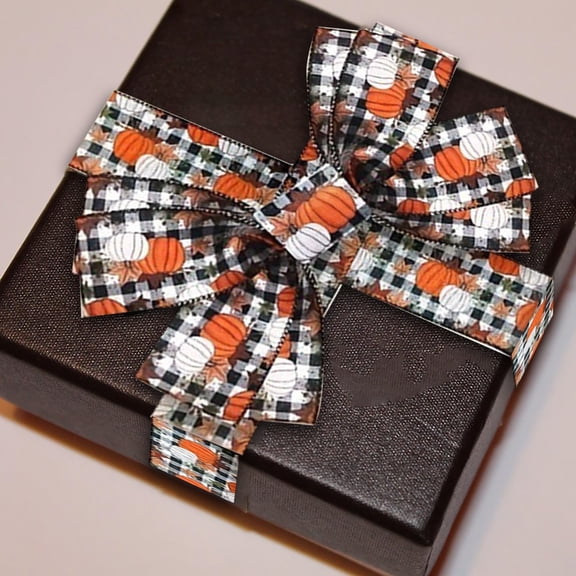 Buffalo Check Ribbon Black White Plaid Autumn Ribbon DIY Fall Pumpkin Pattern Ribbon for Bow Wreath Gift Wrap Farmhouse Halloween Thanksgiving Decor