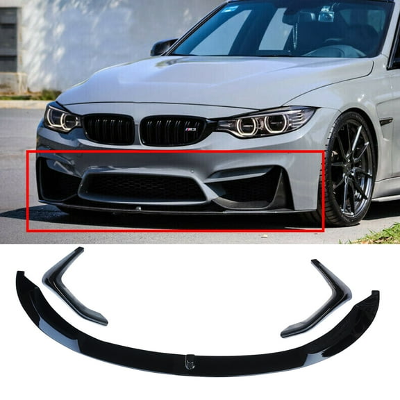 NINTE Front Lip for BMW M3 F80 M4 F82 F83 15-20 Gloss Black Bumper Splitter MP Style 3PCS