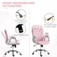 thumbnail image 3 of Pink Velvet Office Chair with Tufted Back & Adjustable Height | Task Desk Chair for Home Office & Study - 23.8" x 23.4", 3 of 7