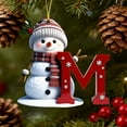 thumbnail image 5 of BingTong Personalized Snowman Ornament Personalized A-Z Letter Ornament Flat Inital Letter Snowman Christmas Ornament For Xmas Tree Decor Gifts For Family Kids Friends M Red, 5 of 6