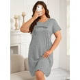 thumbnail image 3 of FEREMO Nightgowns for Women Plus Size Print Short Sleeve Sleepwear with Pockets, 3 of 5
