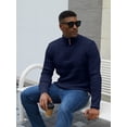 thumbnail image 4 of Fexilor Men's Quarter-Zip Sweater, Cable Knit Mock Neck Slim Fit Business Casual Pullover S-3XL, 4 of 7