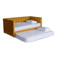thumbnail image 3 of Cama Doble Makora Modelo Gambino De Lino Mostaza No Incluye Colchones, 3 of 8