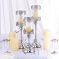 thumbnail image 6 of Efavormart 13" Tall | Silver Lace Design Amber Glass Hurricane Candle Holder Table Centerpiece For Weddings Birthday Parties, 6 of 11