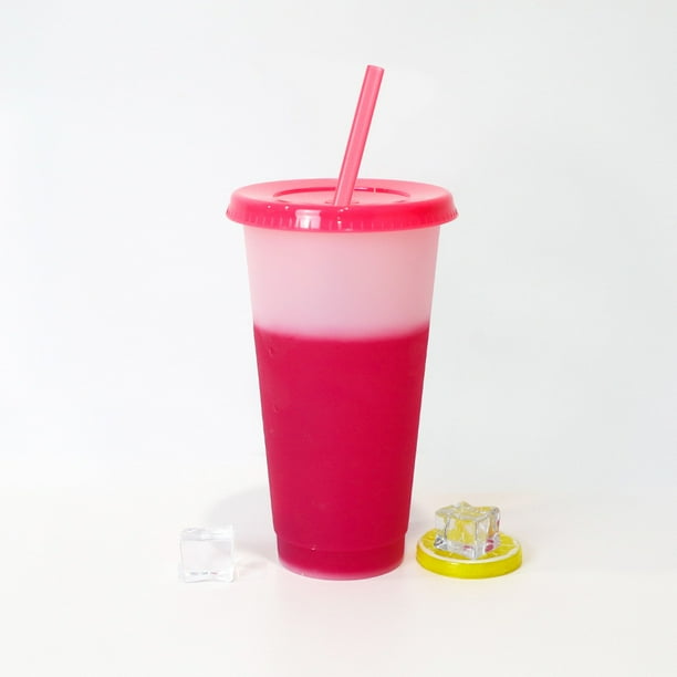 Color Changing Replacement Cup Blank Cup 24 Oz Reusable Tumbler With Lid And Straw Free Reusable Plastic Cold Drink Cup With Lid And Straw Smoothie Cup Party