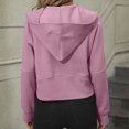 thumbnail image 4 of Half Zipper Drawstring Sweatshirt Long Sleeve Short Type Women Quarter Zip Pullover with Pocket Pinkish Purple L, 4 of 6