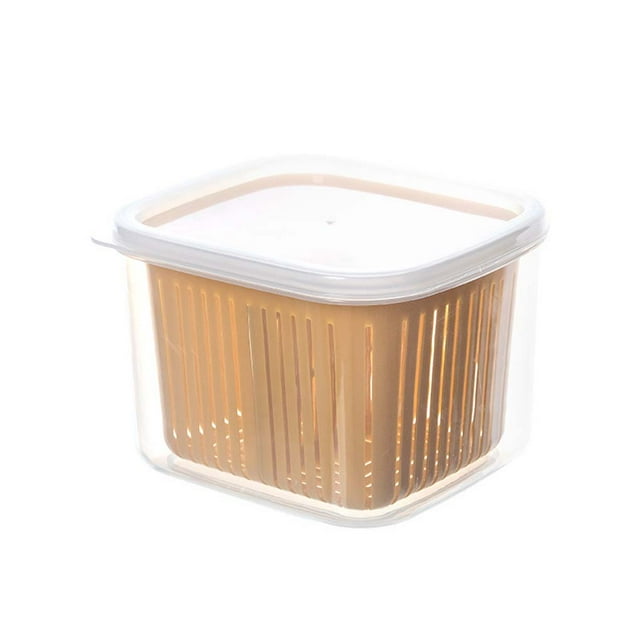 Advancent Caja de mantenimiento fresco PP refrigerador jengibre ajo escurridor con tapa cuadrada filtro de conservación de frescura cesta cocina Organizadores de utensilios de cocina Amarillo Advancent HA070893-02