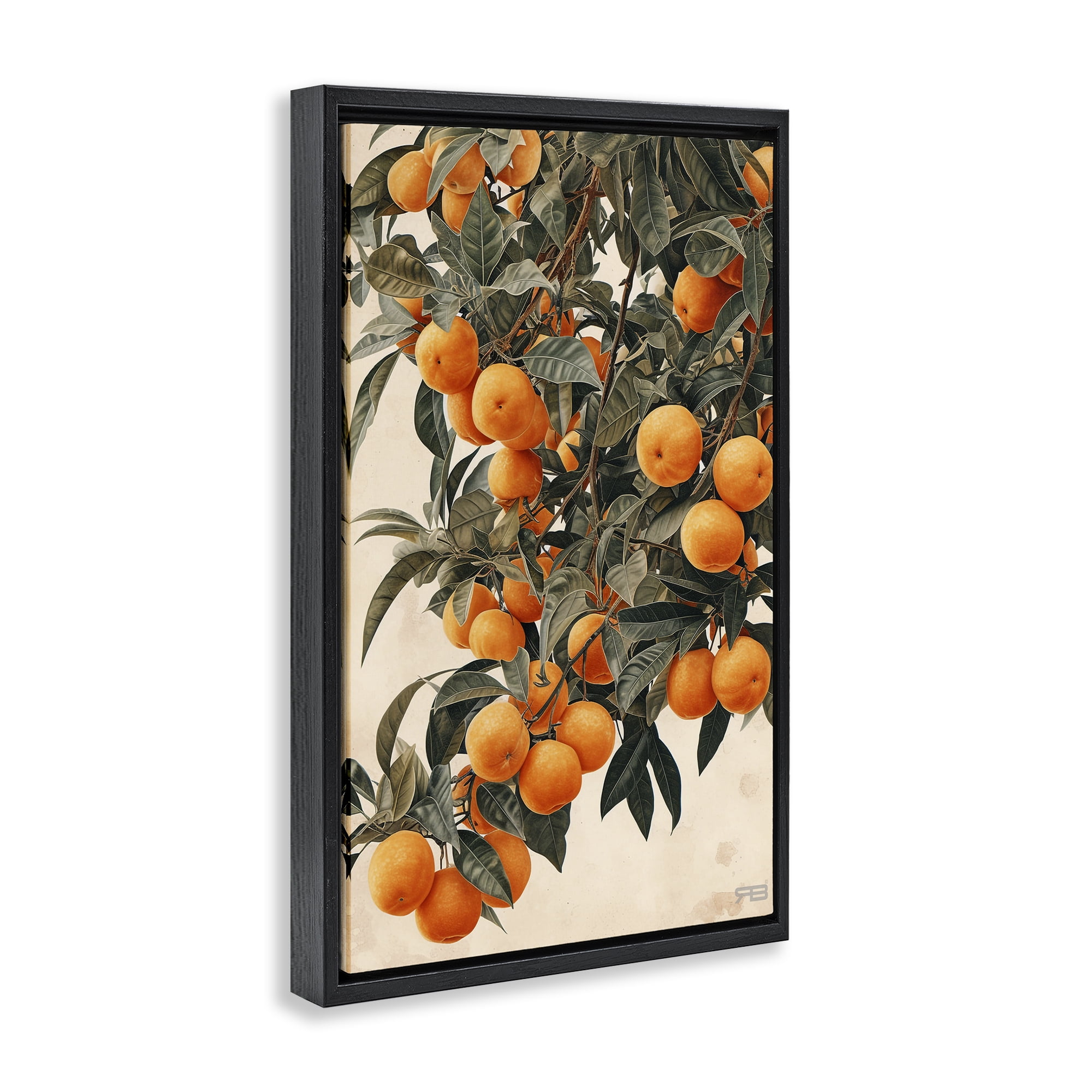 Stupell Industries Vibrant Orange Tree Blooms Food & Beverage Painting Black Floater Framed Canvas Art Print Wall Art, 17 x 25