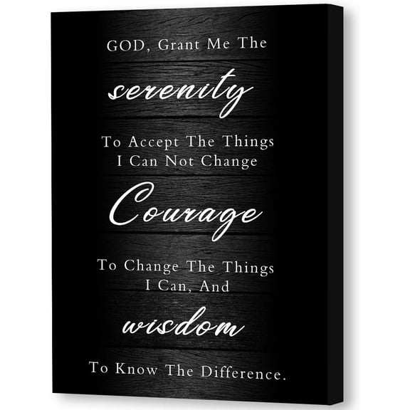 Serenity Prayer Sign Canvas Print Christian Wall Art ,God Grant Me The Serenity Canvas Wall Art ,Vintage Farmhouse Scripture Wall Art Design, Men,11.5x15 Inch(black)