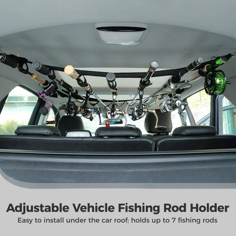 Vehicle Fishing Rod Holder, Heavy Duty Nylon Strap for Holding 7 Fishing  Rods, 30 to 60 Inches Adjustable Car Roof Belt, Fishing Pole Rack for Cars,  Wagons, Vans, Mobile Homes 
