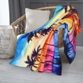 thumbnail image 2 of PHELIKA Palm Trees Silhouette At Sunset 01 All Season Soft Throw Blanket Lightweight Flannel Fleece Blankets 50" x 60", 2 of 8