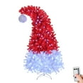 thumbnail image 6 of Santa Hat Style Pre-Lit Christmas Tree with 1050 PVC Branch Tips, 300 Cold White LED Lights, Remote Control Included, Easy Assembly, 6FT, Red+White, 6 of 8