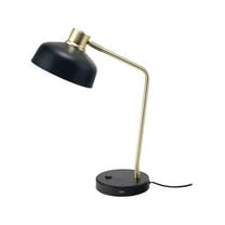 V-Light VLUV210815HB 10W 20 in. LED Desk Lamp, Matte Black & Gold Metal
