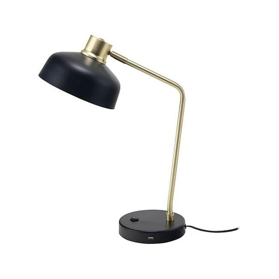 V-Light VLUV210815HB 10W 20 in. LED Desk Lamp, Matte Black & Gold Metal