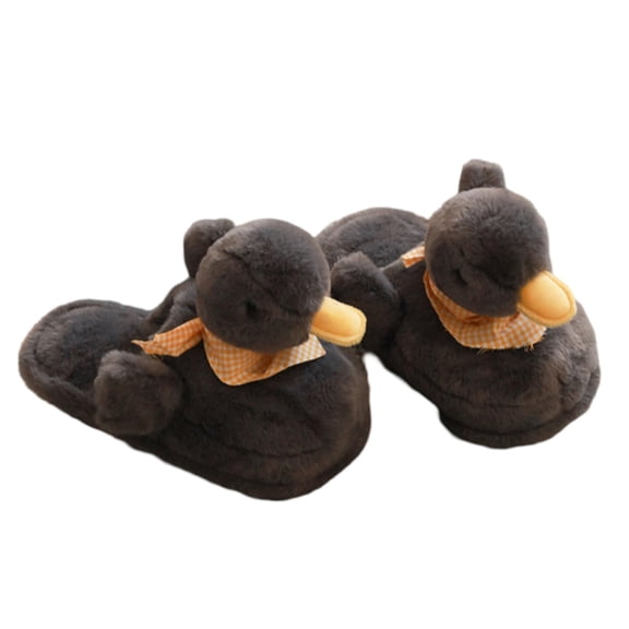Wovix Cute Slippers for Womens Girls Fuzzy Animal Plush Slippers Winter Indoor House Slides Warm Fluffy Slipper Black 37