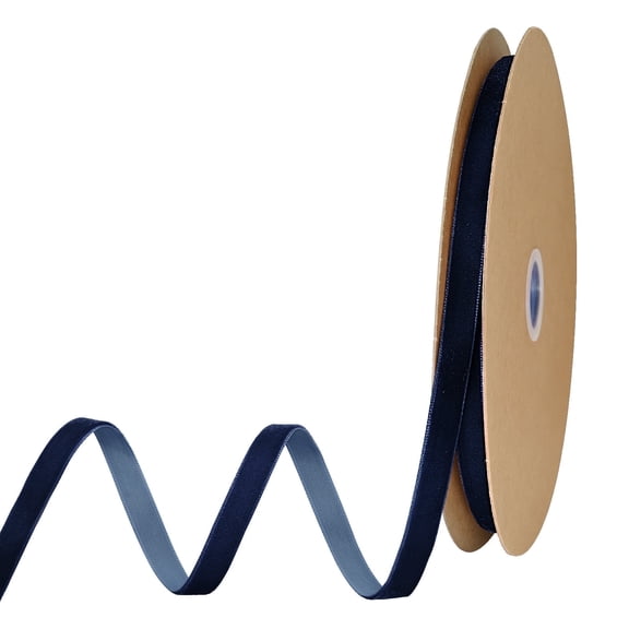 1/4" x 25 Yards Velvet Ribbon, Vintage Style Navy Blue