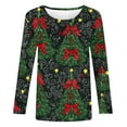 thumbnail image 4 of HOMBOM Womens Cute Shirts Christmas Casual Plus Size Army Green Xmas Long Sleeve Reindeer Crewneck Blouse for Female, 4 of 9