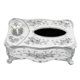 thumbnail image 1 of Caja de pañuelos de rosas Patrón de rosa 3D Elegante ranura para palillo de dientes Colores vivos Cubierta de caja de pañuelos de PP fuerte para fiesta en la oficina familiar Color blanco plateado, 1 of 5