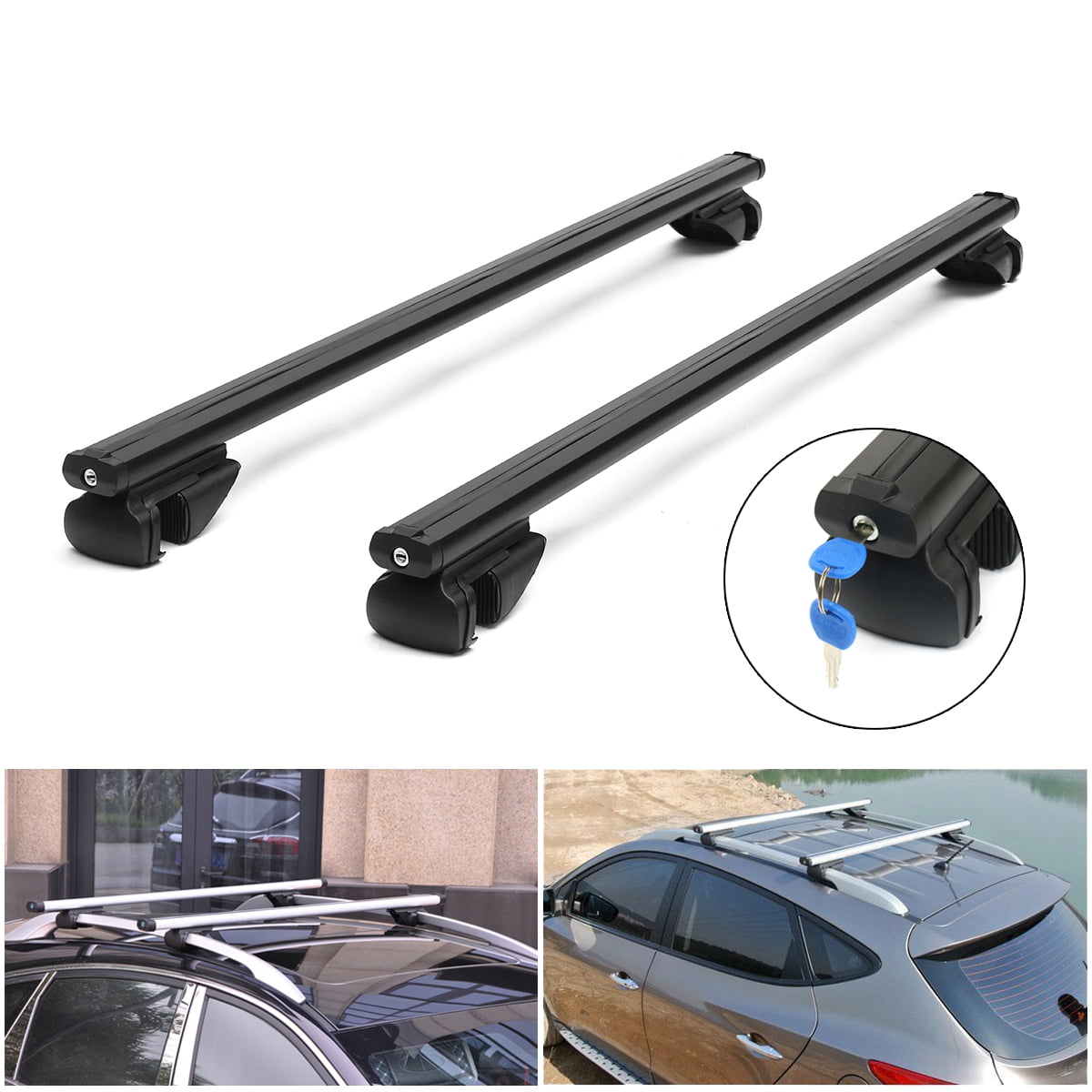 2 PCS Roof Rack Cross Bars Rails Black Fits Car Roof Rail 31.543.3