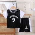 thumbnail image 2 of Karoyedx Toddler Clothes Toddler Boy Summer Clothes Outfits Short Sleeve Shirt Set 2-Piece Set Soft Cotton & Breathable Clothing Black Size,11-12 Years, 2 of 3