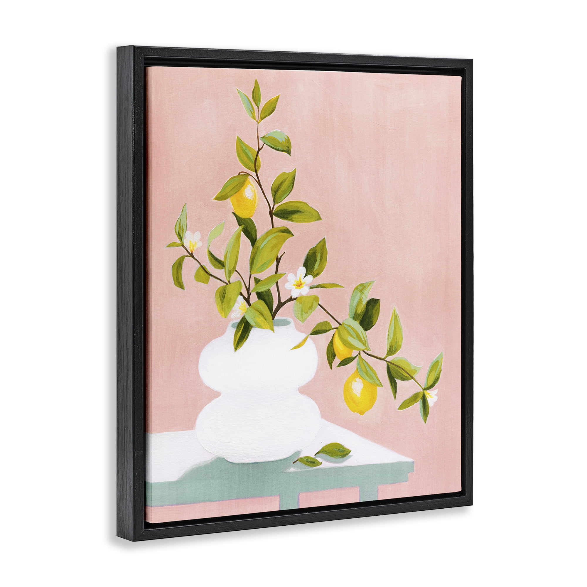 Stupell Industries Afternoon Limoncello Plant Black Framed Floater Canvas Wall Art, design by Grace Popp