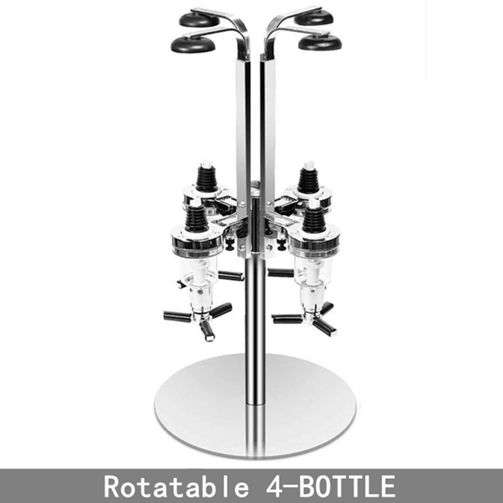 NEW Four 4 Bottle Rotating Spirit Drink Dispenser Stand Bar Shot Measurer 
