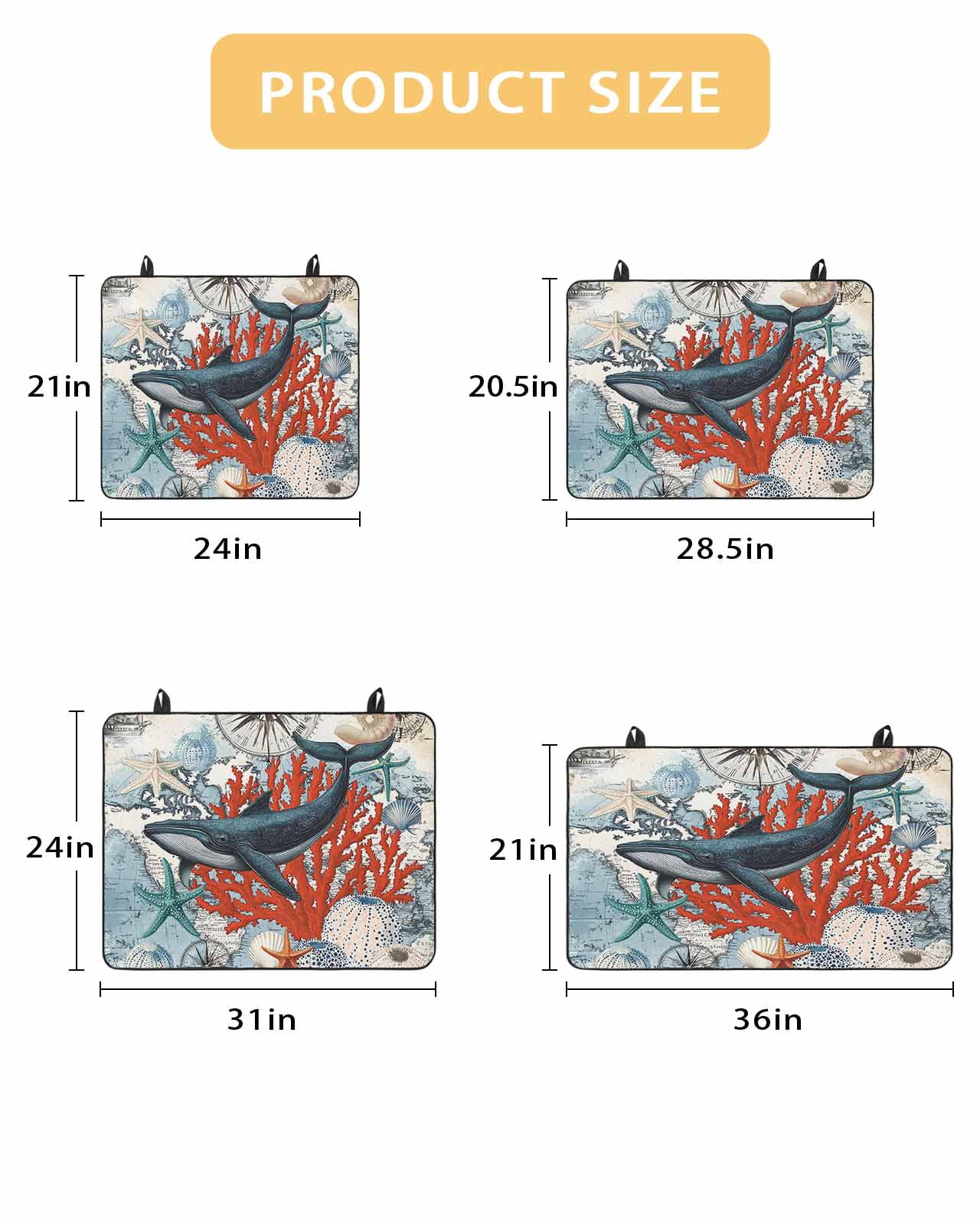 nqOlkjepod Large Induction Cooktop Protector Mat 36"x21", Vintage Whale Stove Top Covers for Electric Stove, Retro Coastal Coral Nautical Ocean Stove Burner Cover Mats, Glass Top Stove Cover