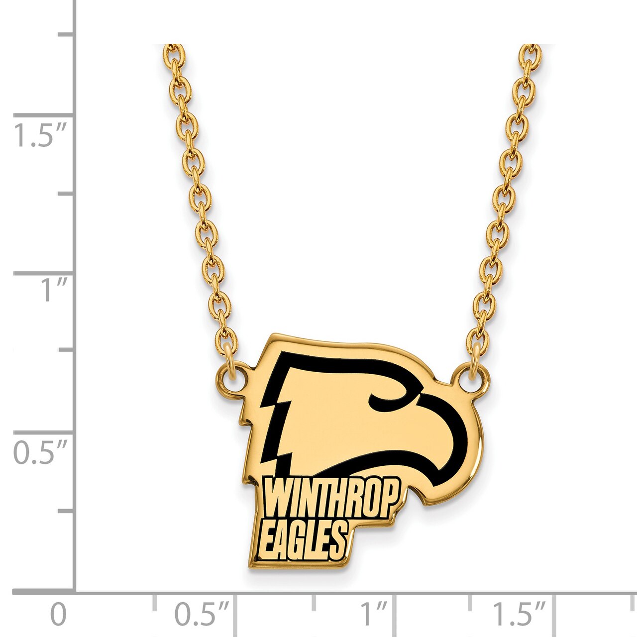 Lex /& Lu LogoArt Sterling Silver Winthrop University Large Pendant w//Necklace
