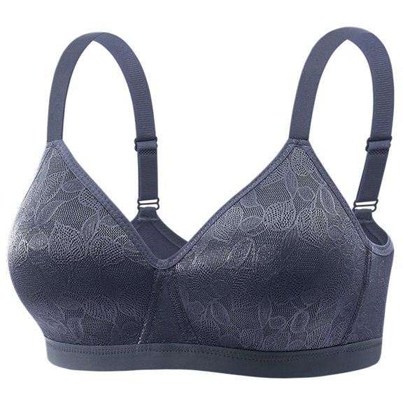 MGDXOX Push Up Bras for Women No Underwire Embroidered Glossy Comfortable Breathable Bra Underwear Bralettes Navy L