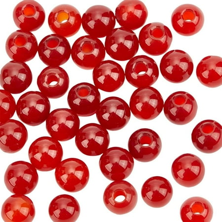 50pcs 6mm Natural Carnelian Bead Natural Gemstone Beads Round Loose Spacer Beads 2mm Large Hole Beads Smooth Gemstones Stone Beads for Necklaces Bracelets Earrings Jewelry Making