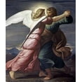thumbnail image 2 of Steinle, Edward Jakob 12x13 White Modern Wood Framed Museum Art Print Titled - Jacob Wrestles with an Angel, 2 of 4