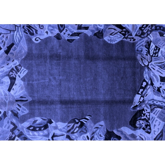 Ahgly Company Machine Washable Indoor Rectangle Abstract Blue Modern Area Rugs, 5' x 7'