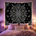 thumbnail image 2 of Large Snowflake Mandala on Black Background, Mystical Illustration for Winter Decor Enthusiasts, Intricate Wall Art, Festive Holiday Gift Tapestry Wall Hanging for Bedroom and Living Room, 2 of 7